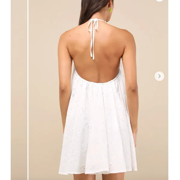 Lulus Mina White Cotton Resort Vacation Bridal Dress NWT Size S - Image 3
