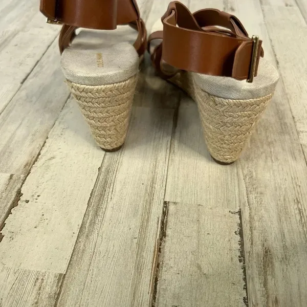 Cole Haan Crystal Espadrille Wedge Sandal Brown Leather NEW Size 8 - Image 6
