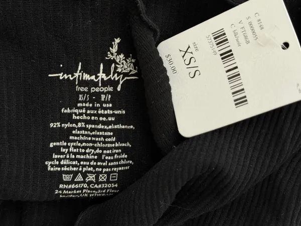 NWT Free People Intimately Cami Tank Top XS/S black Lettuce Hem Knit Ribbed - Image 5