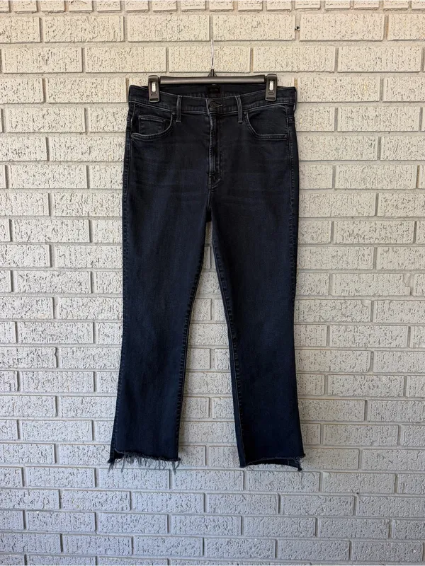 Mother The Insider Crop Step Fray Jeans Night In Venice Dark Wash Size 32 - Image 4