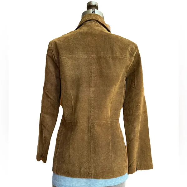 Vintage Hypo Active Light Brown Suede Leather Jacket Blazer Button Front - Image 4