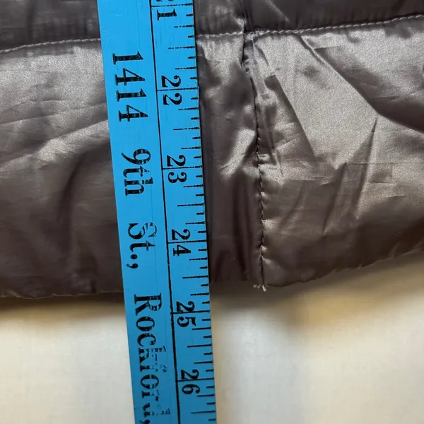 ANA‎ Packable Puffer Jacket Gray Metallic Quilted Zip Coat Womens M - Image 7