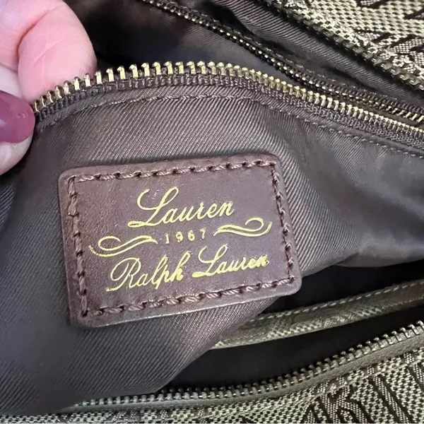 Ralph Lauren Vintage Signature Khaki Brown Medium Satchel Tote Handbag - Image 7