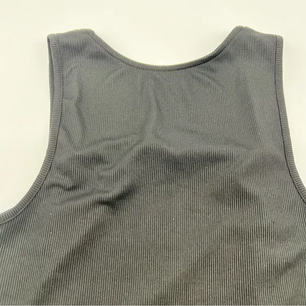 Black Ribbed Sleeveless Women's Tank Top - Image 5