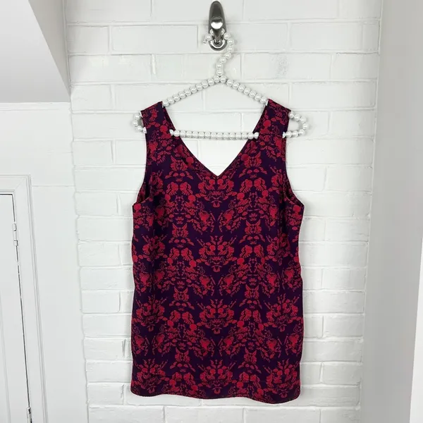 CABI Modern Cameo Magenta Face Figure Patterned Tank Top Size M - Image 2