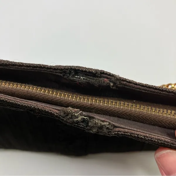 Brown Beaded Elegant Zip Clutch - Image 5