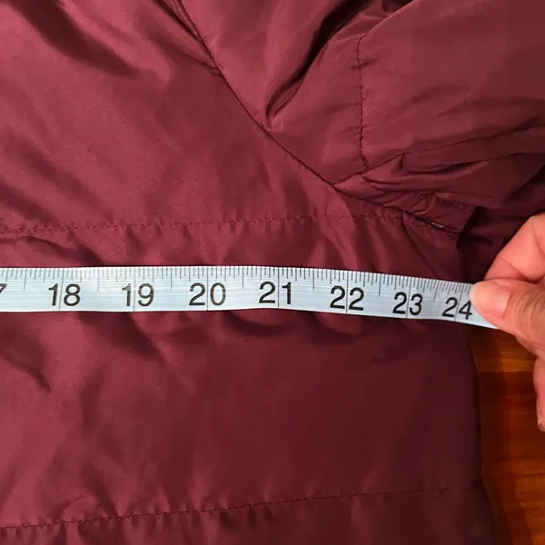 J.Jill Women’s Long Hooded Down Puffer‎ Coat Burgundy Size Large - Image 7