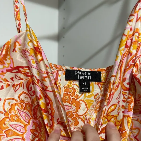Paisley slip mid length dress w/ slit - Image 3