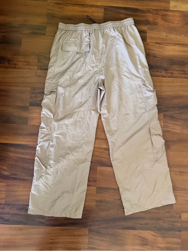 SHEIN Women's Khaki Cargo Utility Pants Elastic Drawstring Waist Wide Leg - Image 8