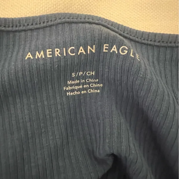 American Eagle Blue Ribbed Tank Top - Image 3
