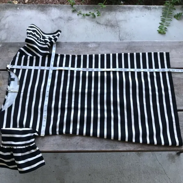 J Crew Ruffled Bell Sleeve Shift Dress Black White Stripe NEW NWT Size XS - Image 7