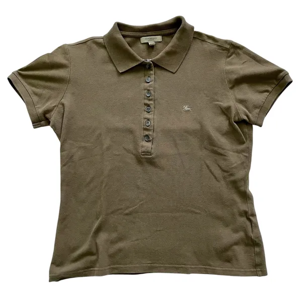 Women’s Olive Green Burberry Polo Shirt Size Medium - Image 2