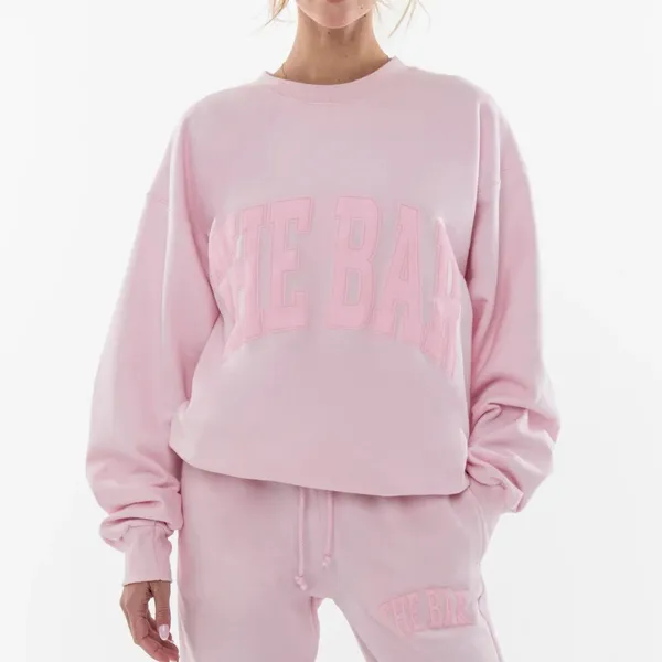 The Bar | SOLD OUT‎ Varsity Crewneck Cotton Sweatshirt in Blush / Pink - Image 5