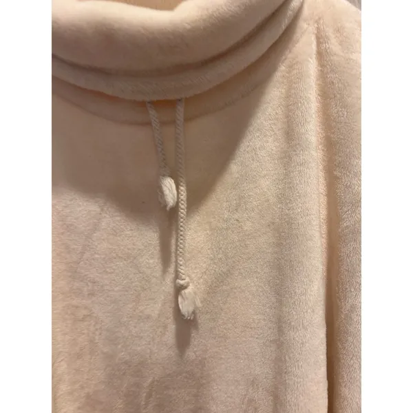 Easel Women Cream Plush Fleece‎ Cowl Neck Poncho Pullover Sweater Large Ivory - Image 2
