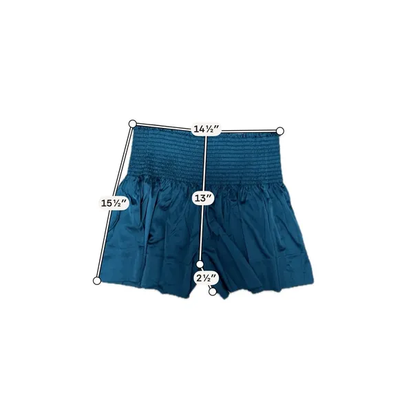 Natural Life NWT Boho Teal Smocked Satin Flowy Shorts M Cottagecore - Image 9