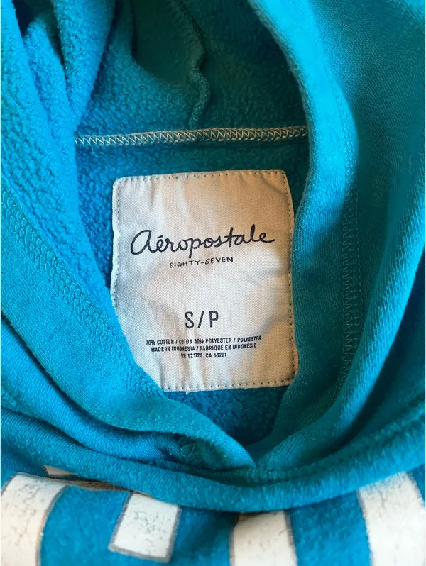 Vintage 2012 Y2K Aeropostale Women’s size Small Teal/Blue Pullover Sweatshirt - Image 5