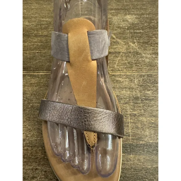 Ecco‎ Flash Sandals Women 7M Shoes Brown Purple Leather T-Strap Slingback Thong - Image 4