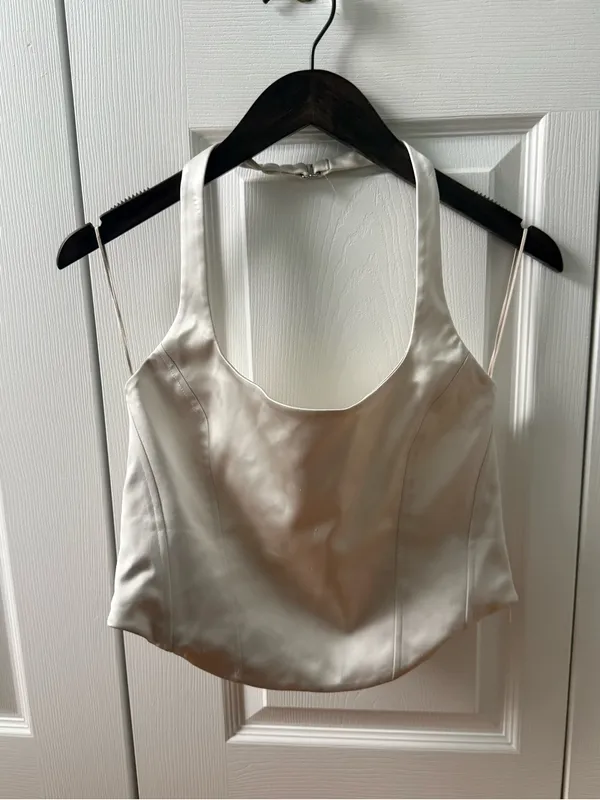 Aritzia Wilfred Dusk Satin Halter Top in White Birch - Image 2