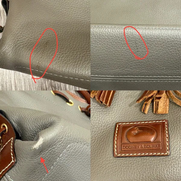 Dooney & Bourke Pebble Grain Tassel Tote‎ Elephant Gray Leather Satchel Preppy - Image 7