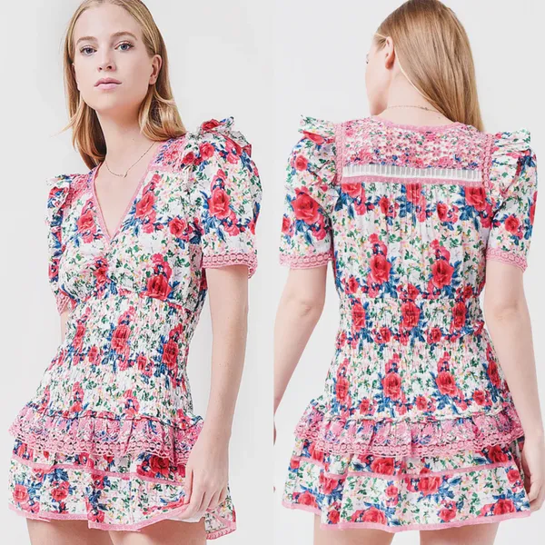 Loveshackfancy Rena Floral Mini Dress Size Medium - Image 2