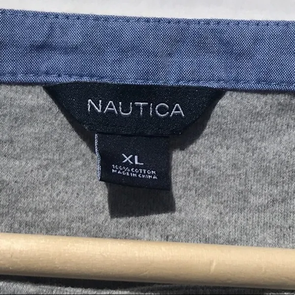 Nautica Chambray Boat Neck Gray Cuff Sleeve Top‎ - Image 6