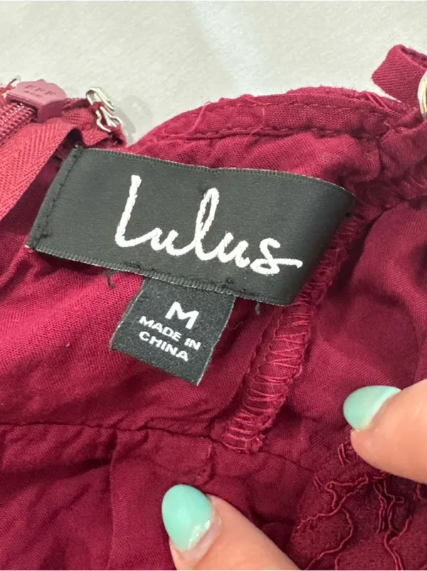 Lulu's One Wish Burgundy Lace Midi Dress‎ Medium - Image 5