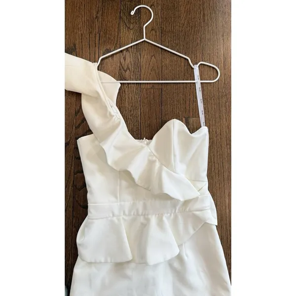 Bardot Revolve Camelia Cocktail Midi One Shoulder Dress in White Size US 4 1791 - Image 5