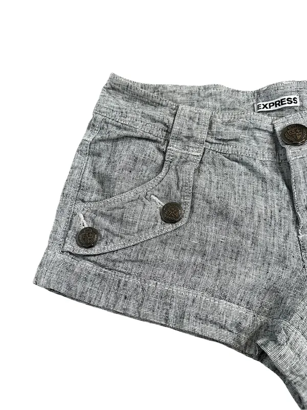 Vintage Express Low Rise Micro Mini Shorts Linen Cotton Y2K Coquette Indie - Image 2