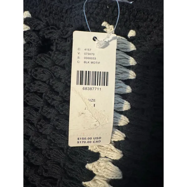 Anthropologie Black and White Crochet One Shoulder Poncho NWT Boho Grannycore - Image 6