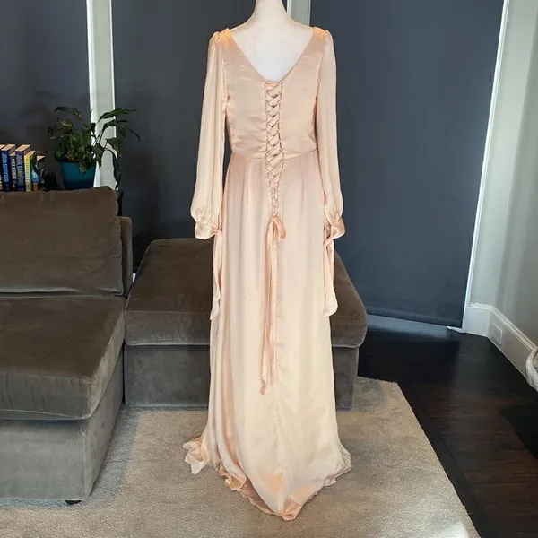 Women’s Full length V Neck Long Sleeve Corset Back Dress Size 6 - Image 6