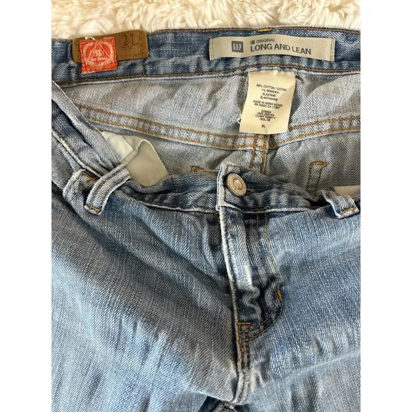 GAP Y2K Long Lean Jeans Sz2L Boot Cut Distressed Frayed Hem - Image 7