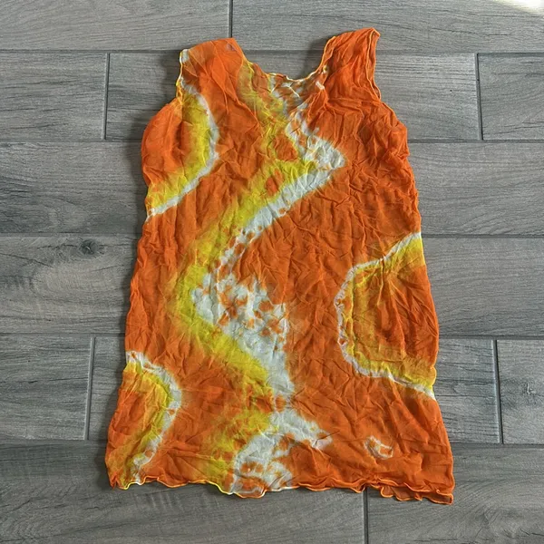 Orange and yellow mesh mini dress - Image 3