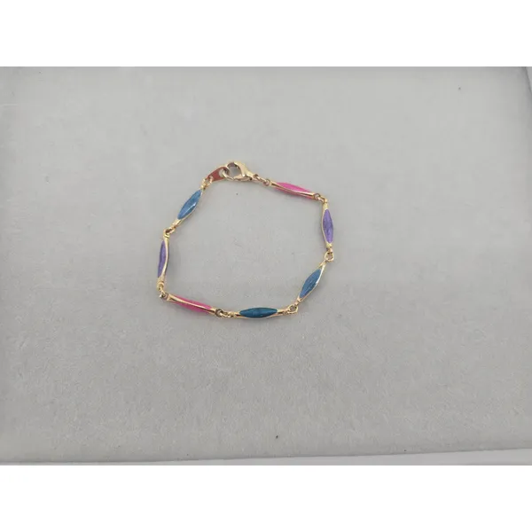 Unbranded Bracelet Womens 6.5 Enamel Marquise Link Gold Pink Purple Blue EUC - Image 3