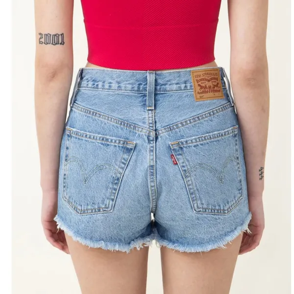 NEW Levi’s 501 High Rise Med Wash Denim Shorts for Women 33 - Image 4