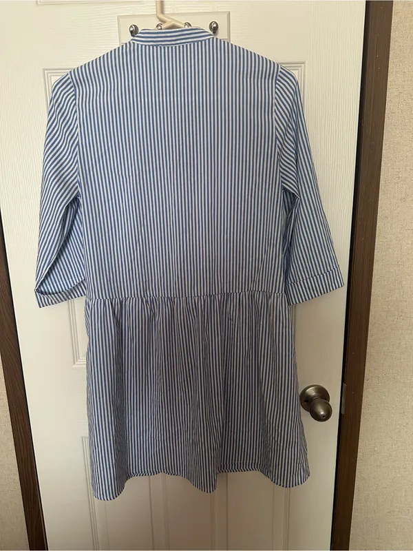 Tuckernuck Blue and White Striped Midi Shirt Dress - Image 4