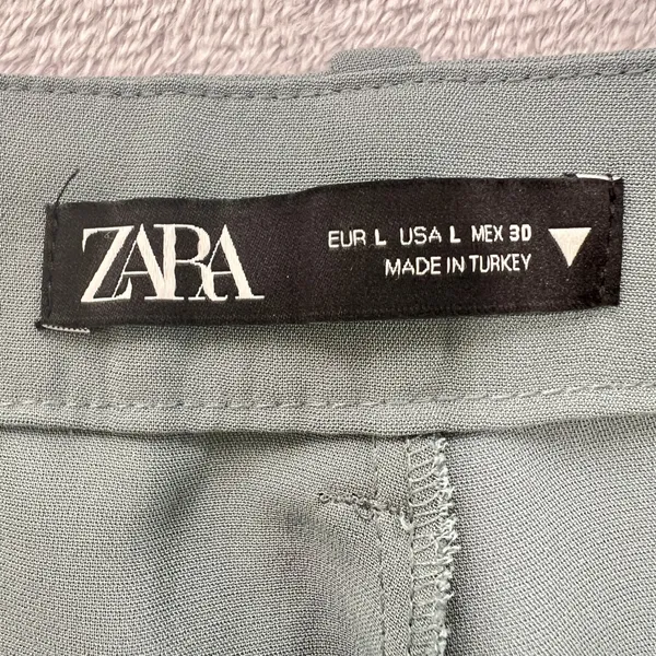 Zara Wide Leg Trousers High Waist Flowy‎ Palazzo Pant Career Sage Green Large - Image 3