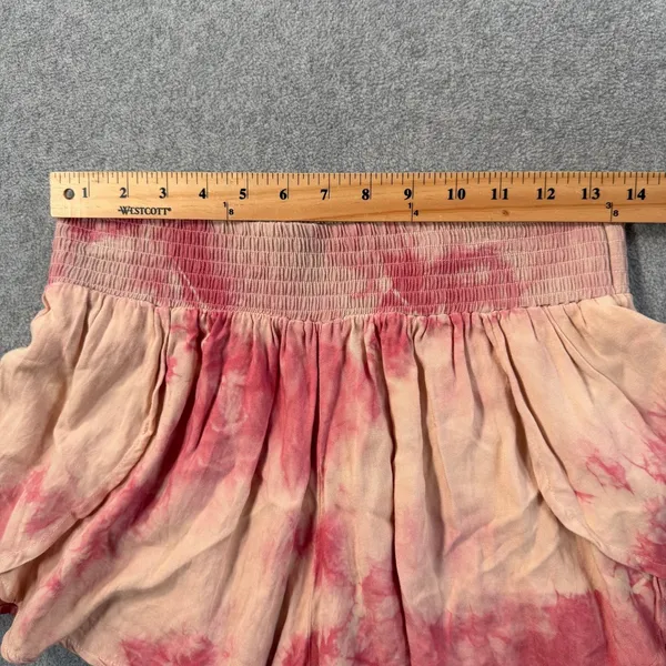 Surf Gypsy Tie Dye Split Leg Swim Cover-Up Shorts Size Medium Pink Elastic Waist - Image 4
