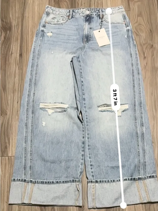 Hidden Jeans High-Rise Light Blue Extra Wide Leg Distressed Jeans - Image 9