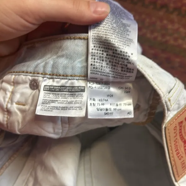 LEVIS BUTTON FLY LIGHT WASH PATCHWORK DISTRESSED CUT OFF SHORTS - Image 5