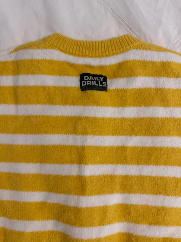 Daily Drills Sunny & White Stripe Button Up Sweater - Image 5