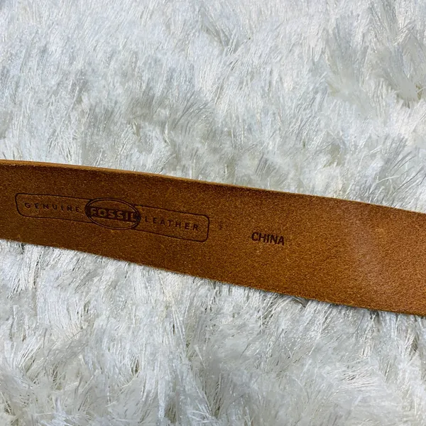 Fossil Gold Silver Wide Leather Belt Sz Medium - Image 7
