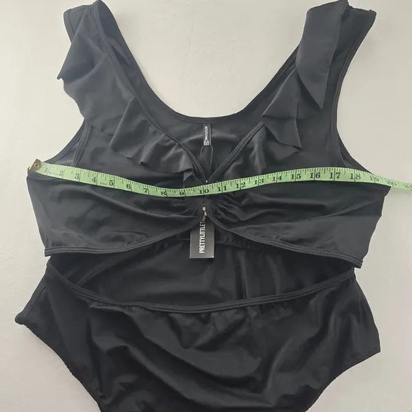 PrettyLittleThing NWT 33B Plus Black Frill Edge Ring One piece Swimsuit Size 18 - Image 7