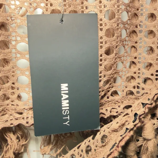 Miamisty Large Brown Crochet Boho Chic Cropped Fringed Cover Up Top Whimsigoth - Image 7