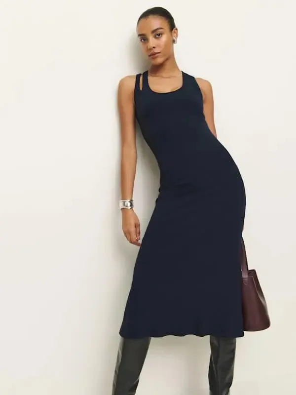 Reformation Women’s Size M Ellie Jersey Organic Cotton Black Maxi Dress - Image 3