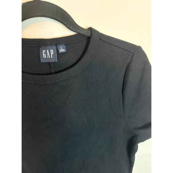 Gap Black Ribbed Short Sleeve T-Shirt Dress - Image 6