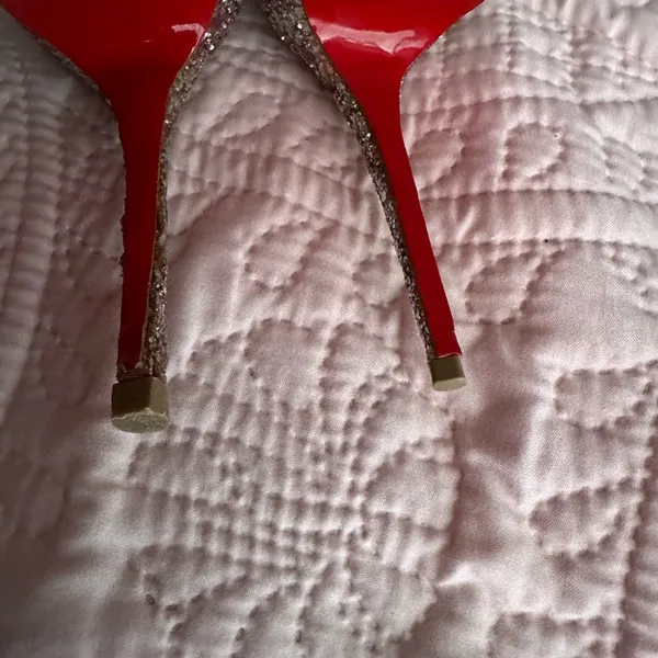 Christian Louboutin Glitter Pointed Pumps with Gold Trim - Image 13