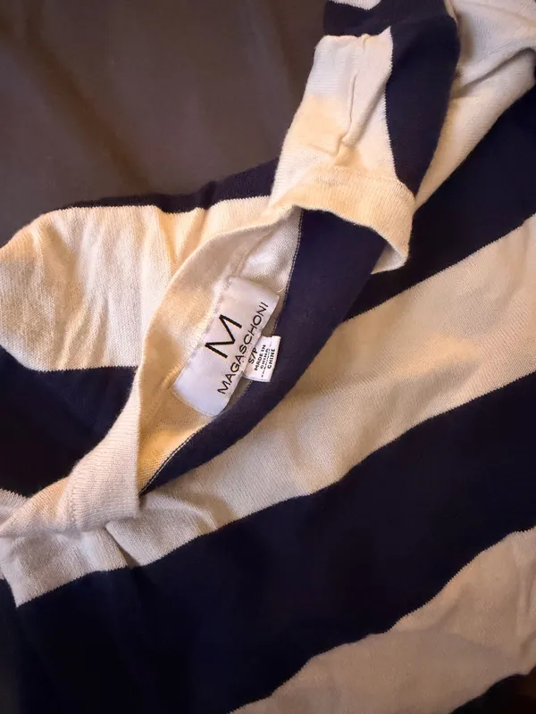 Magaschoni short sleeve blue striped top - Image 3