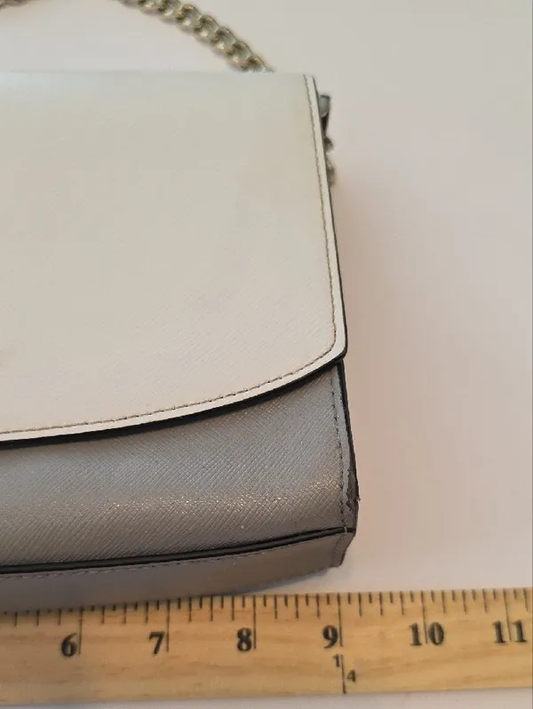 Kate Spade Carson Shoulder Bag Colorblock White Grey Saffiano Leather Minimalist - Image 13