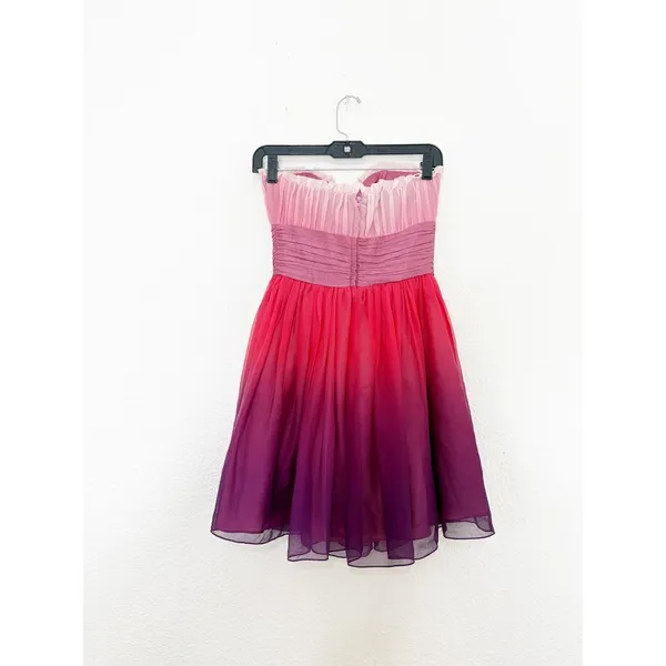 Vintage Betsey Johnson Y2K Pink Ombré Tulle Floral Strapless Mini Dress Size 4 - Image 14