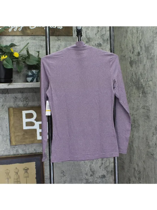 NWT 32 Degrees Mock-Neck Long-Sleeve Top Heather Fig Purple S - Image 3